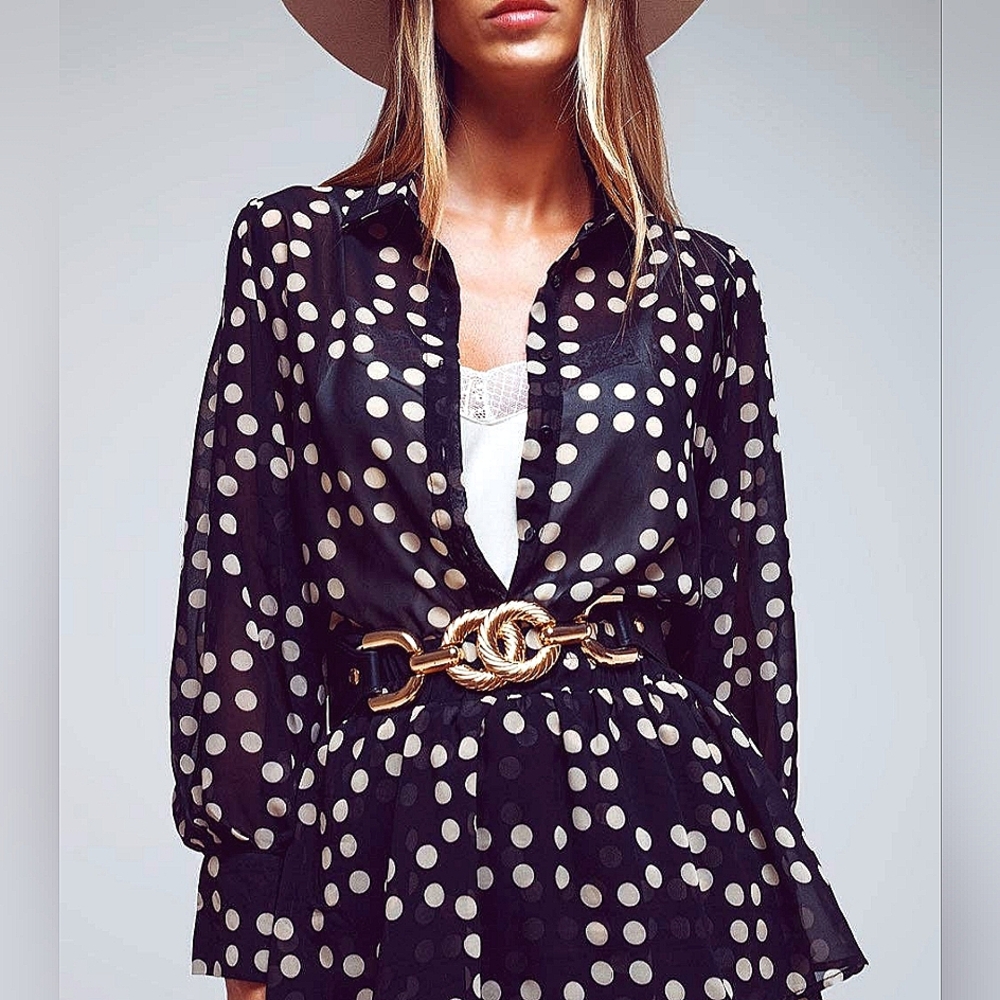 NWT Q2 Polka Dot Chiffon Blouse